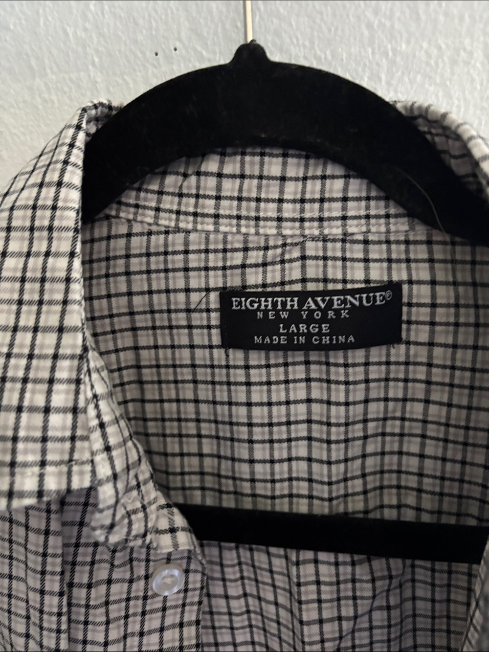 Men's Short-Sleeve Checked Button-Down Shirt - Black & White - Picture 2 of 5